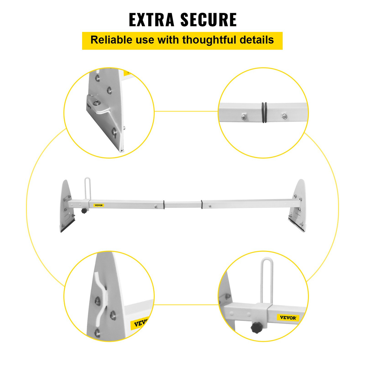 Roof Ladder Rack Van Ladder Rack with Ladder Stoppers 52"-64" 3 Bars