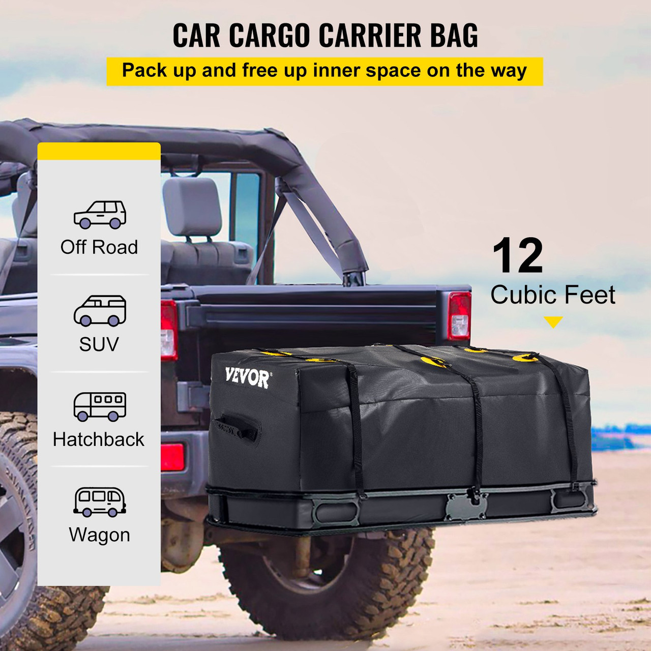 Cargo Carrier Bag Car Luggage Storage Hitch Mount Waterproof 12 Cubic