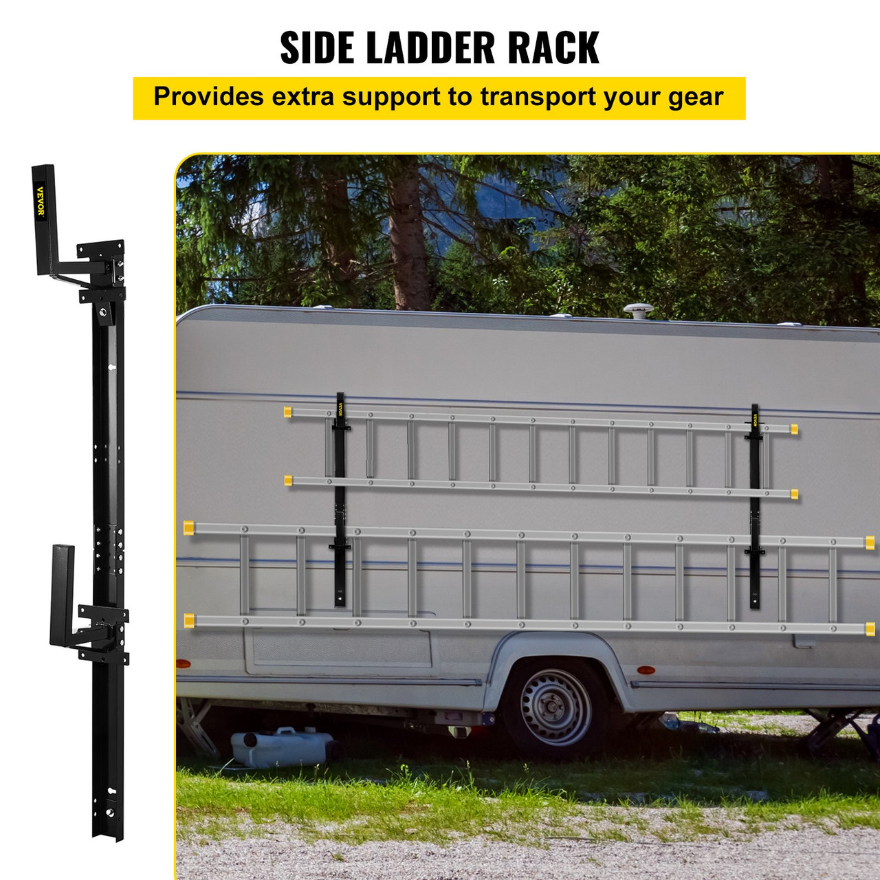 Side Ladder Rack Trailer Ladder Rack 2 PCS Adjustable Exterior Wall Mount