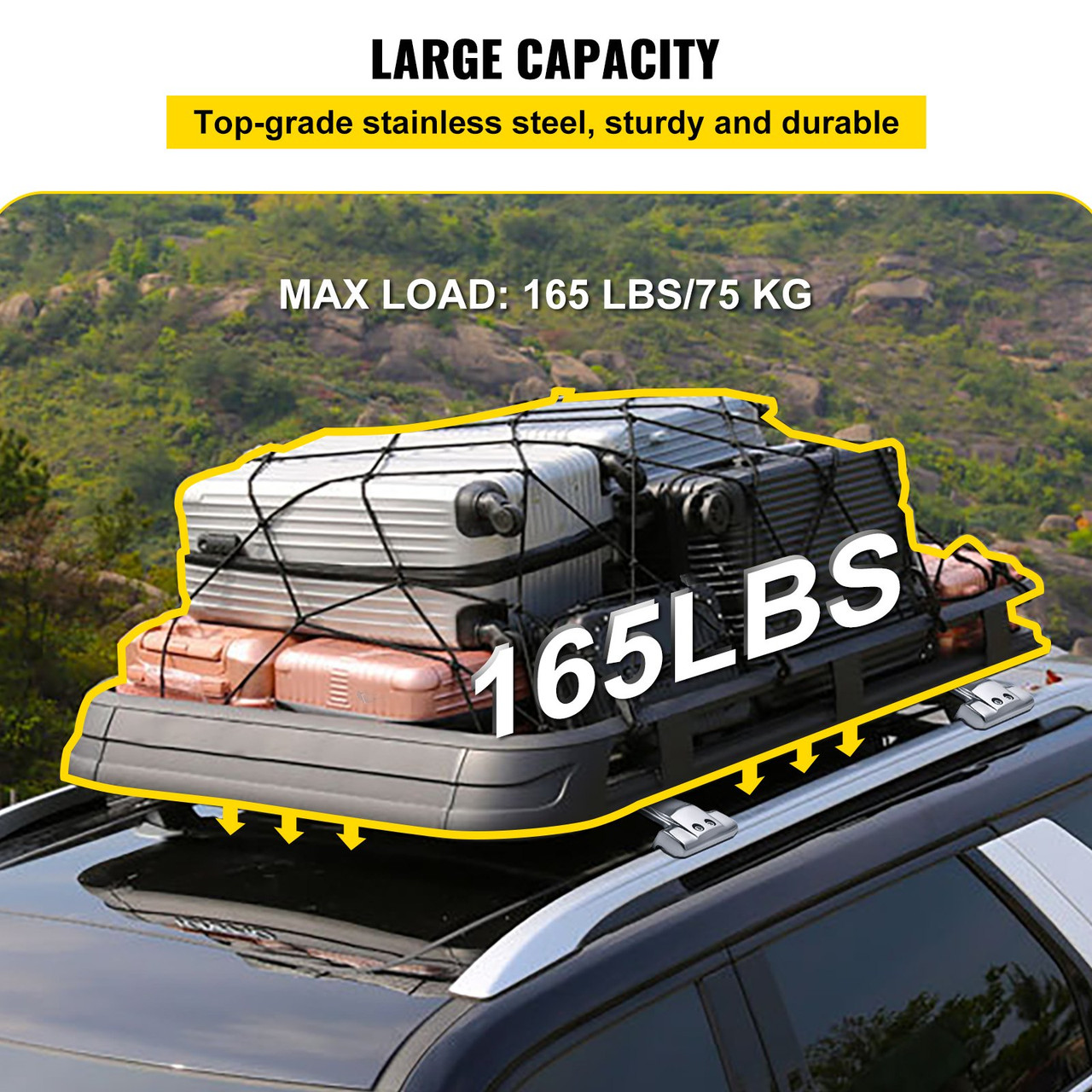 Roof Rack Rail Cross Bar fit for JEEP Grand Cherokee 2011-2020 Silver Set Carrier Baggage Top Luggage Pair Durable Storage Cross Bar Roof Rails Stainless steel
