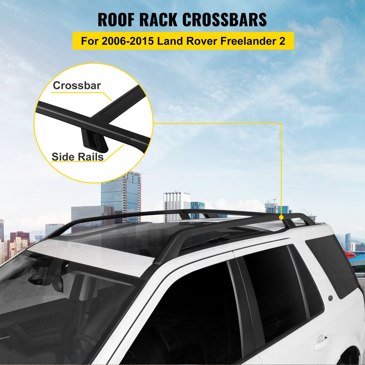 Roof Rack For 06-15 Land Rover Freelander 2 baggage cross bar Side Rail Aluminum Plastic Black