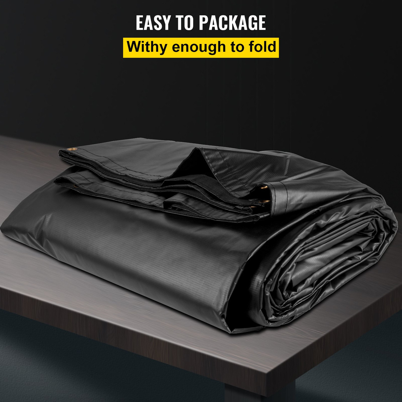 Flatbed Tarps, 18OZ Flatbed Truck Tarp, 16x24 Ft Polyethylene Lumber Tarp, Black Heavy Duty Trailer Tarp with Stainless Steel D Rings For Trucks, Vans, Small Boats, Machinery & Outdoor Materials