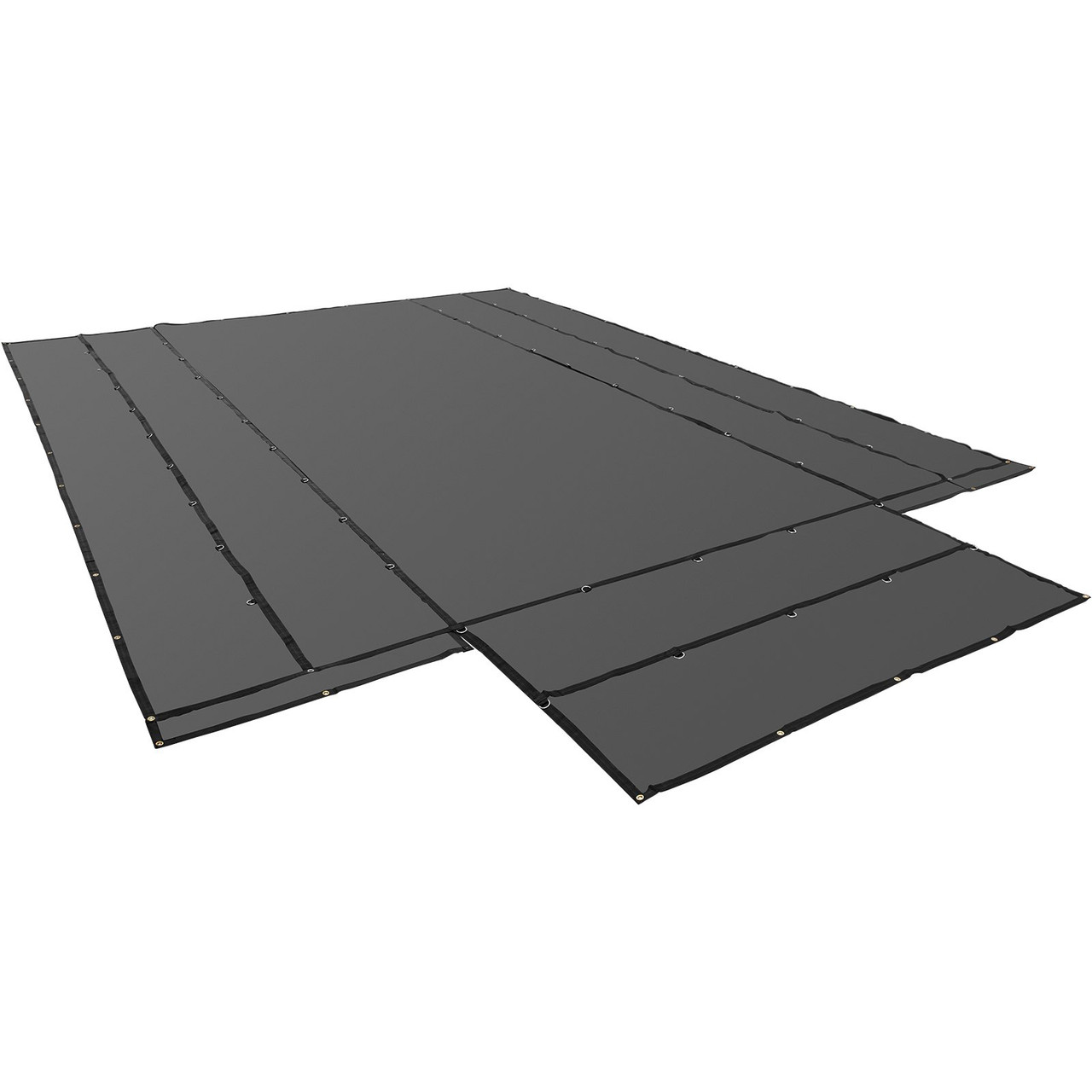 Flatbed Tarps, 18OZ Flatbed Truck Tarp, 16x20 Ft Vinyl Lumber Tarp, Black Heavy Duty Trailer Tarp with Stainless Steel D Rings and a Flap For Trucks, Vans, Small Boats, Machinery & Outdoor Mater