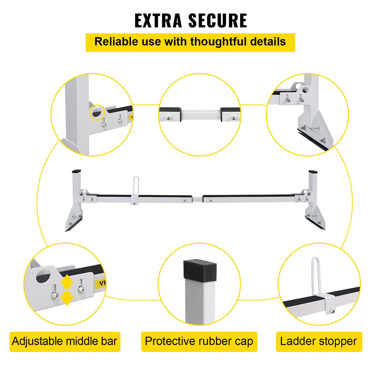 Roof Ladder Rack Van Ladder Rack 46.9"-59.1" Adjustable 661 LBS Universal