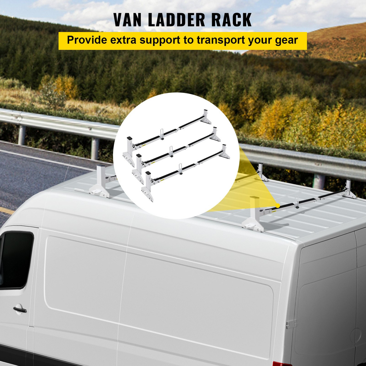 Roof Ladder Rack Van Ladder Rack 46.9"-59.1" Adjustable 661 LBS Universal