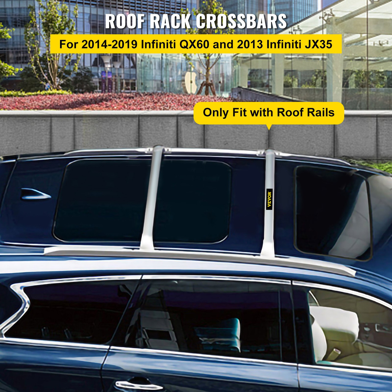 For 2014-19 Infiniti QX60 Silver Roof Rack Cross Bar Luggage Carrier ...