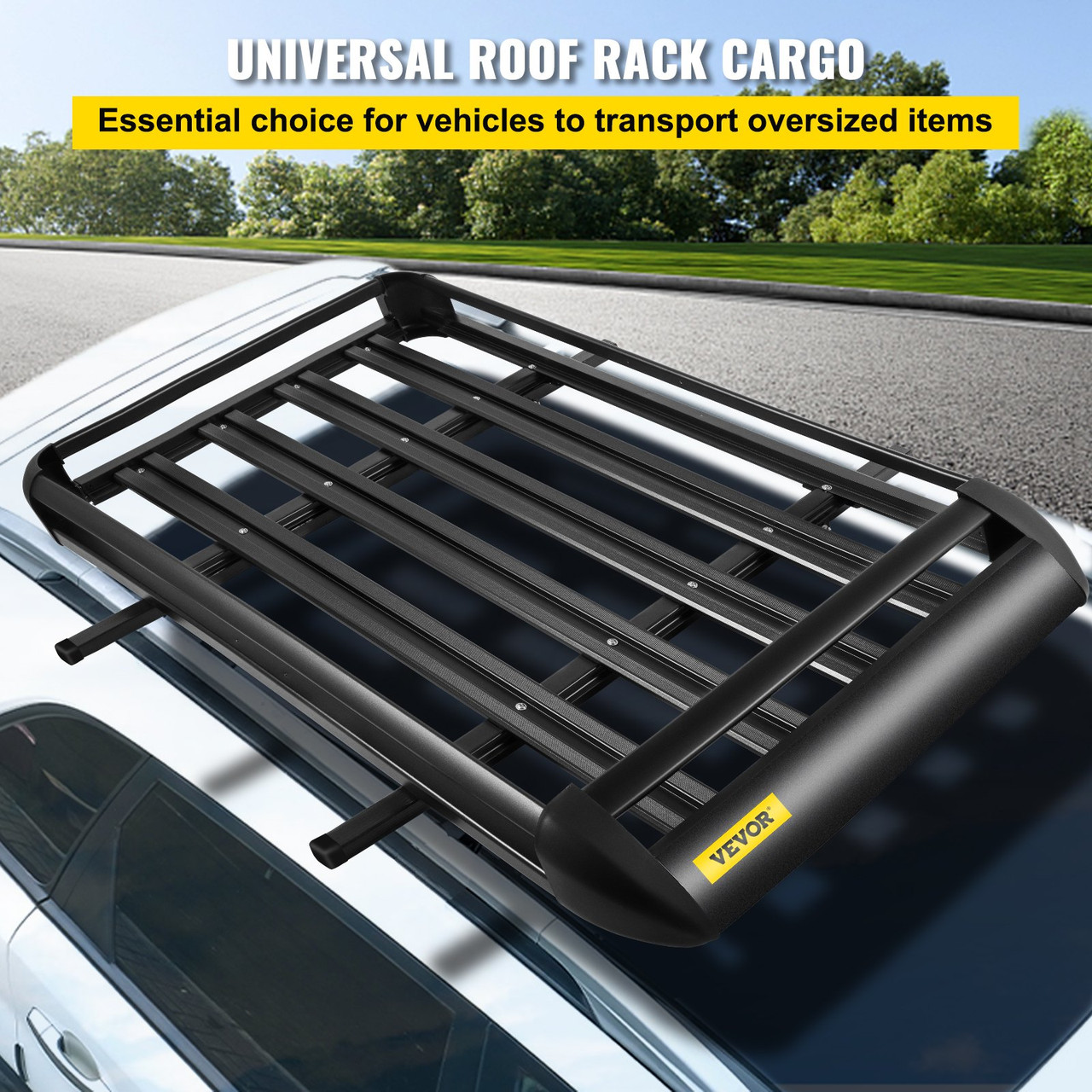 Universal Roof Rack Car Luggage Cross Bar Aluminum with Bars 50" X 38" Basket