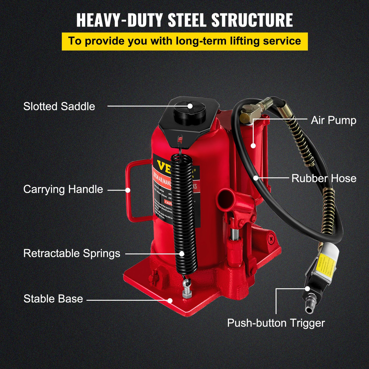 Air Hydraulic Bottle Jack 20 Ton Manual 44092lb Heavy Duty Auto Truck RV  Repair Lift Tools