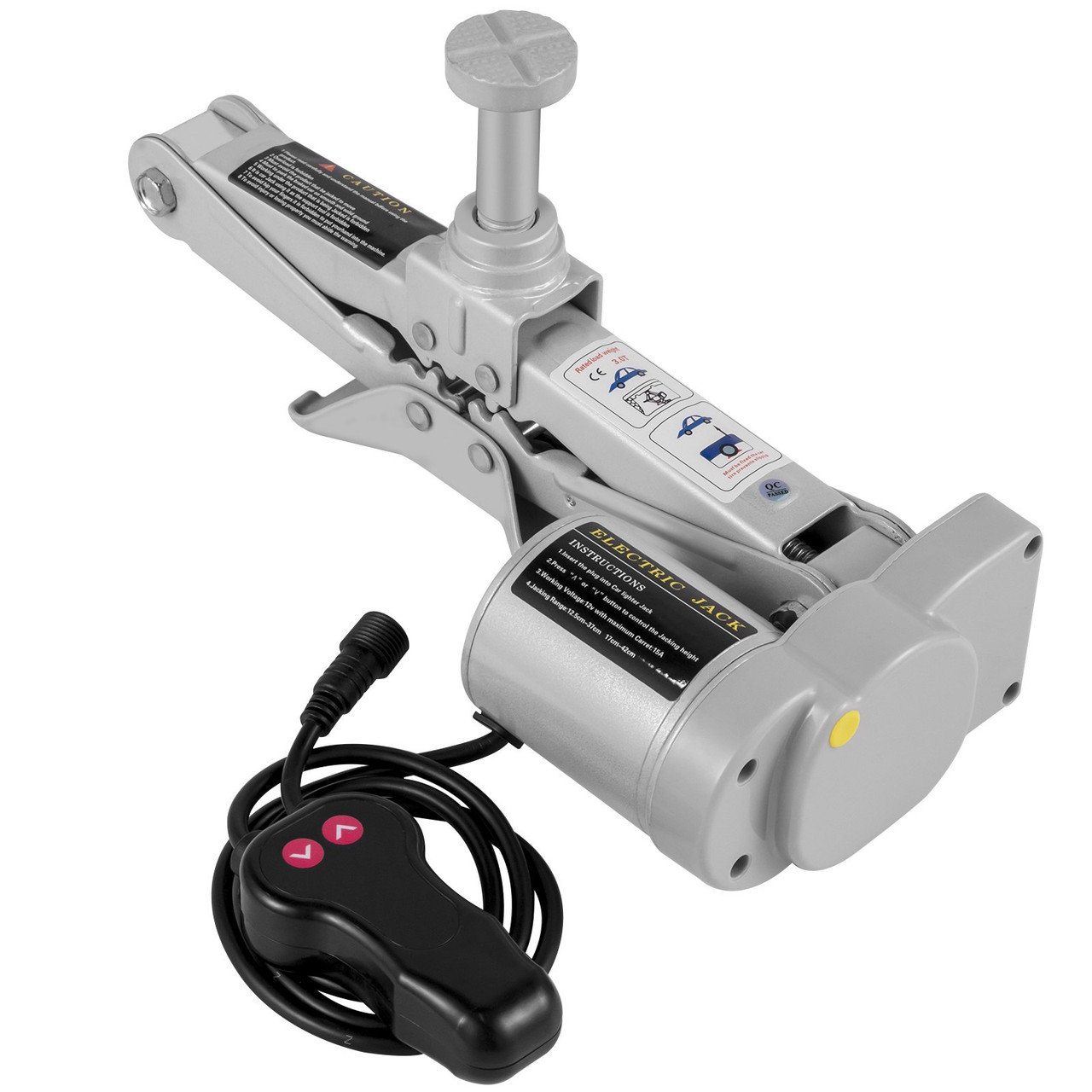 Electric Car Jack 3 Ton 12V Floor Jack, All-in-One Electric Scissor Jack, 120-370/170-420MM Lifting Range Scissor Lift Jack, Automatic Car Repair Tool with Tool Case, for Sedans and SUV Repair