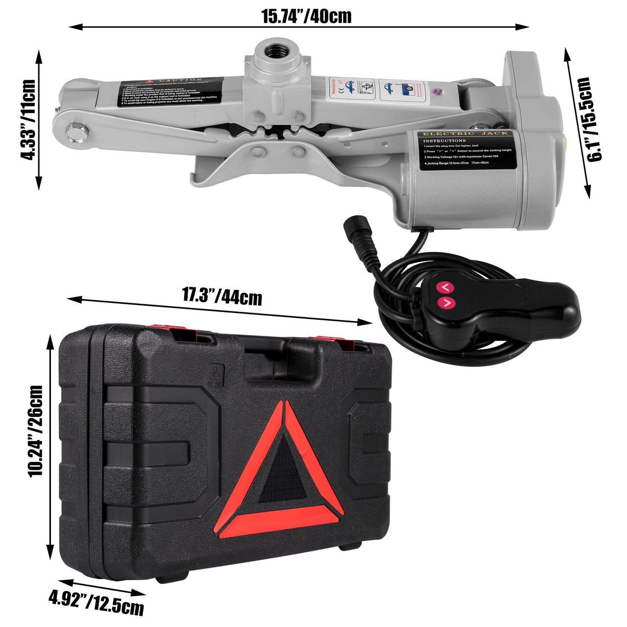 Electric Car Jack 3 Ton 12V Floor Jack, All-in-One Electric Scissor Jack, 120-370/170-420MM Lifting Range Scissor Lift Jack, Automatic Car Repair Tool with Tool Case, for Sedans and SUV Repair