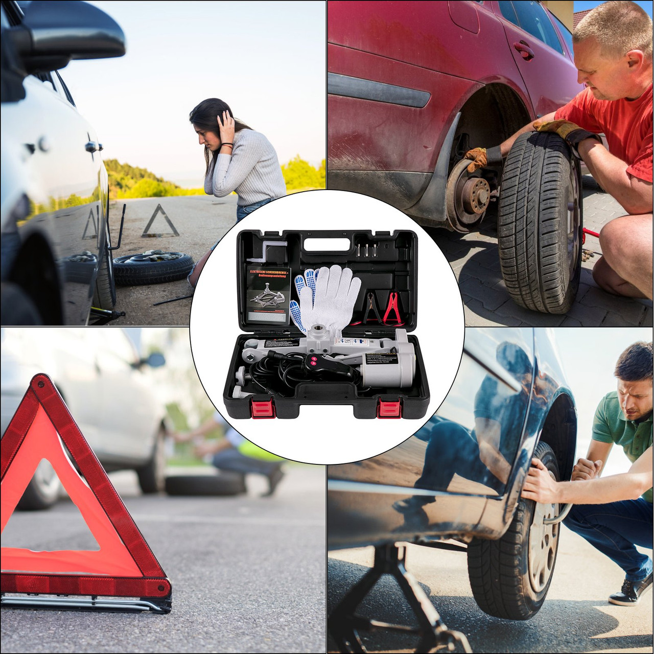 Electric Car Jack 3 Ton 12V Floor Jack, All-in-One Electric Scissor Jack, 120-370/170-420MM Lifting Range Scissor Lift Jack, Automatic Car Repair Tool with Tool Case, for Sedans and SUV Repair