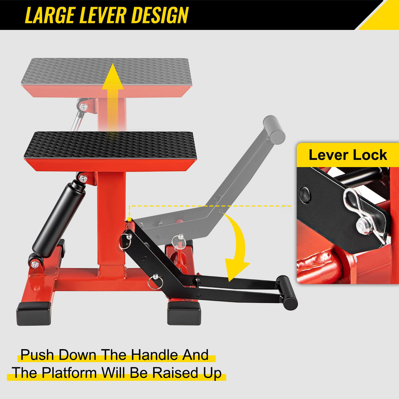 Motorcycle Dirt Bike Lift Stand, 400 Lbs Heavy Duty Motorcycle Lift Repair Stand, 9.0"-16.5" Adjustable Steel Lift Stand Dirt Bike Maintenance Table Rack, Red/Black Jack Hoist Height Lift Stand