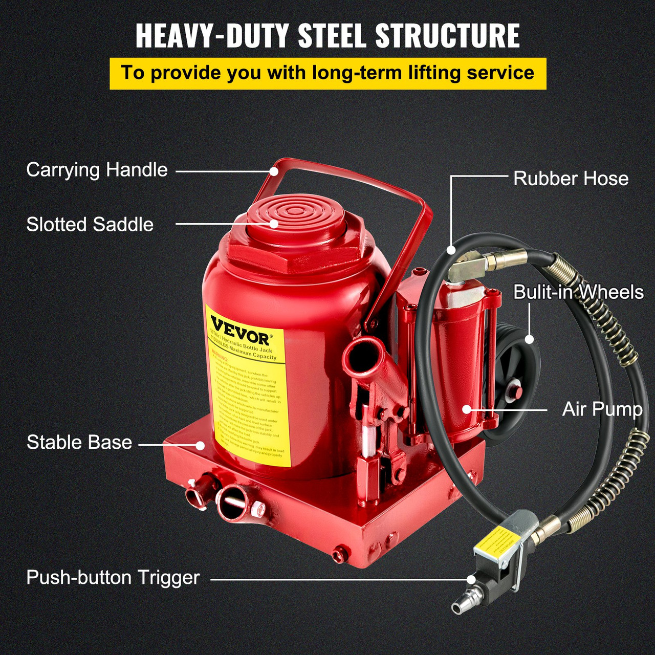 Air Hydraulic Bottle Jack 50 Ton Manual 110200lbs Heavy Duty Auto Truck RV Repair