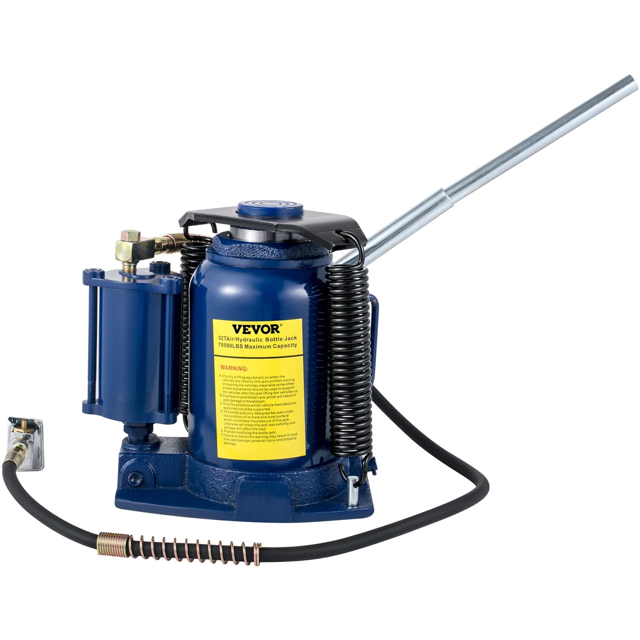 Air Hydraulic Bottle Jack, 32 Ton/70550lbs Pneumatic Hydraulic Bottle Jack, Pneumatic/Manual Dual Operation High Lift Bottle Jack, with Manual Hand Pump for Heavy Duty Auto Truck RV Repair Lift