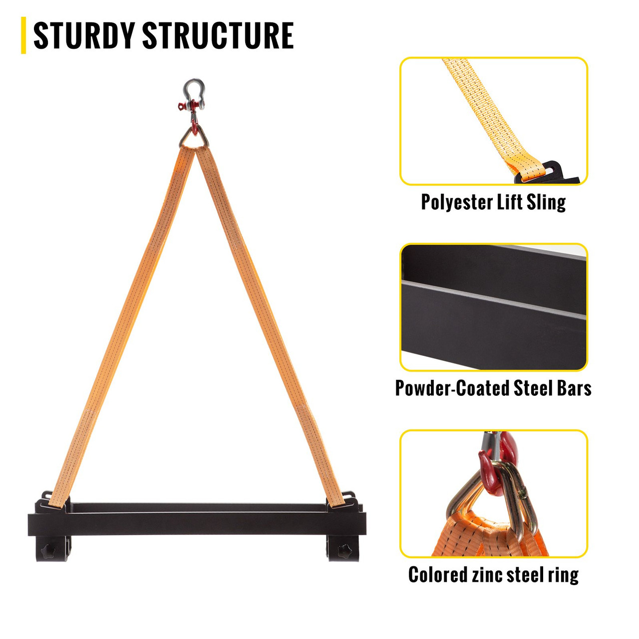 Watercraft Lift Sling, 2000lbs Capacity Jet Ski Lift Sling, 47'' Watercraft Sling w/Heavy Duty Powder-Coated Steel Brackets, Polyester Lifting Straps for Personal Watercraft, PWC, Jet Ski