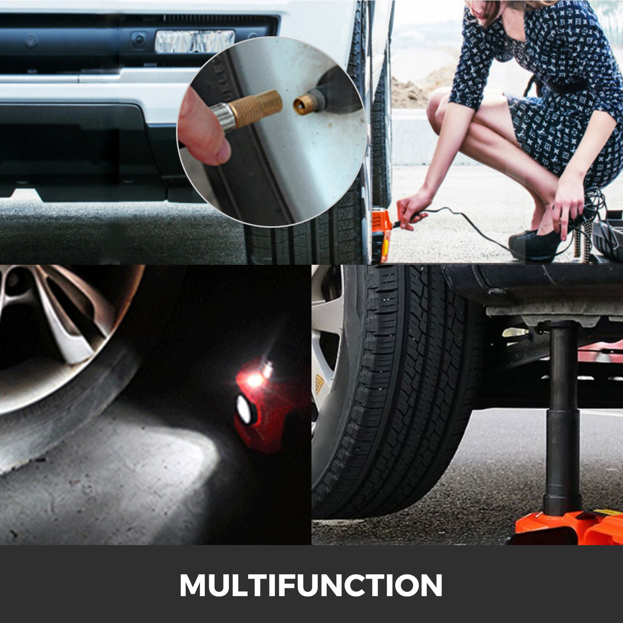 Electric Car Jack, Electric Hydraulic Jack 3 Ton(6600 lbs) with Tire Inflator Pump and Electric Wrench, DC 12V Car Floor Jack Electric Jack Lift for an Emergency Tire Change