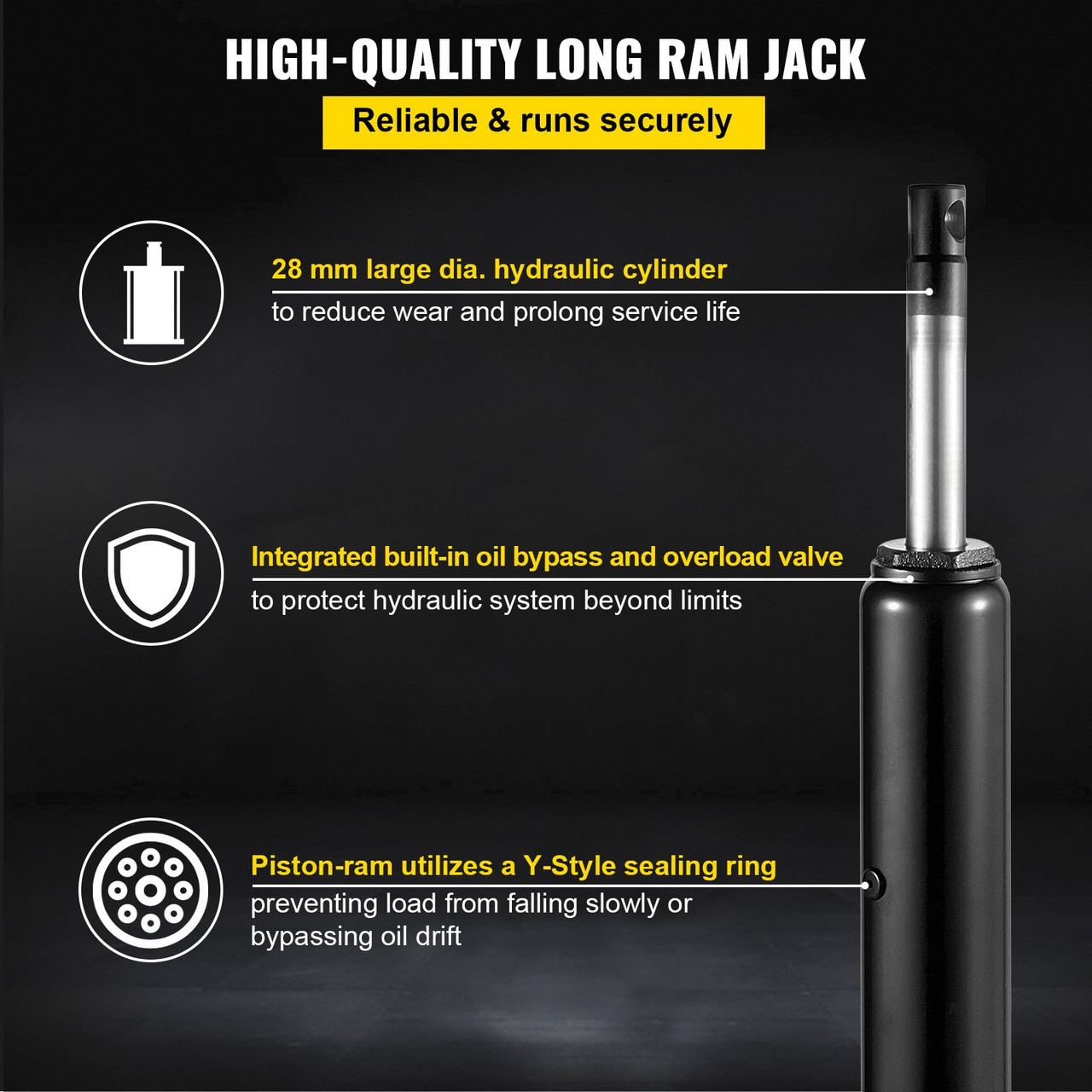 Hydraulic Long Ram Jack Manual Single Pump 3 Ton Engine Lift Cherry Picker