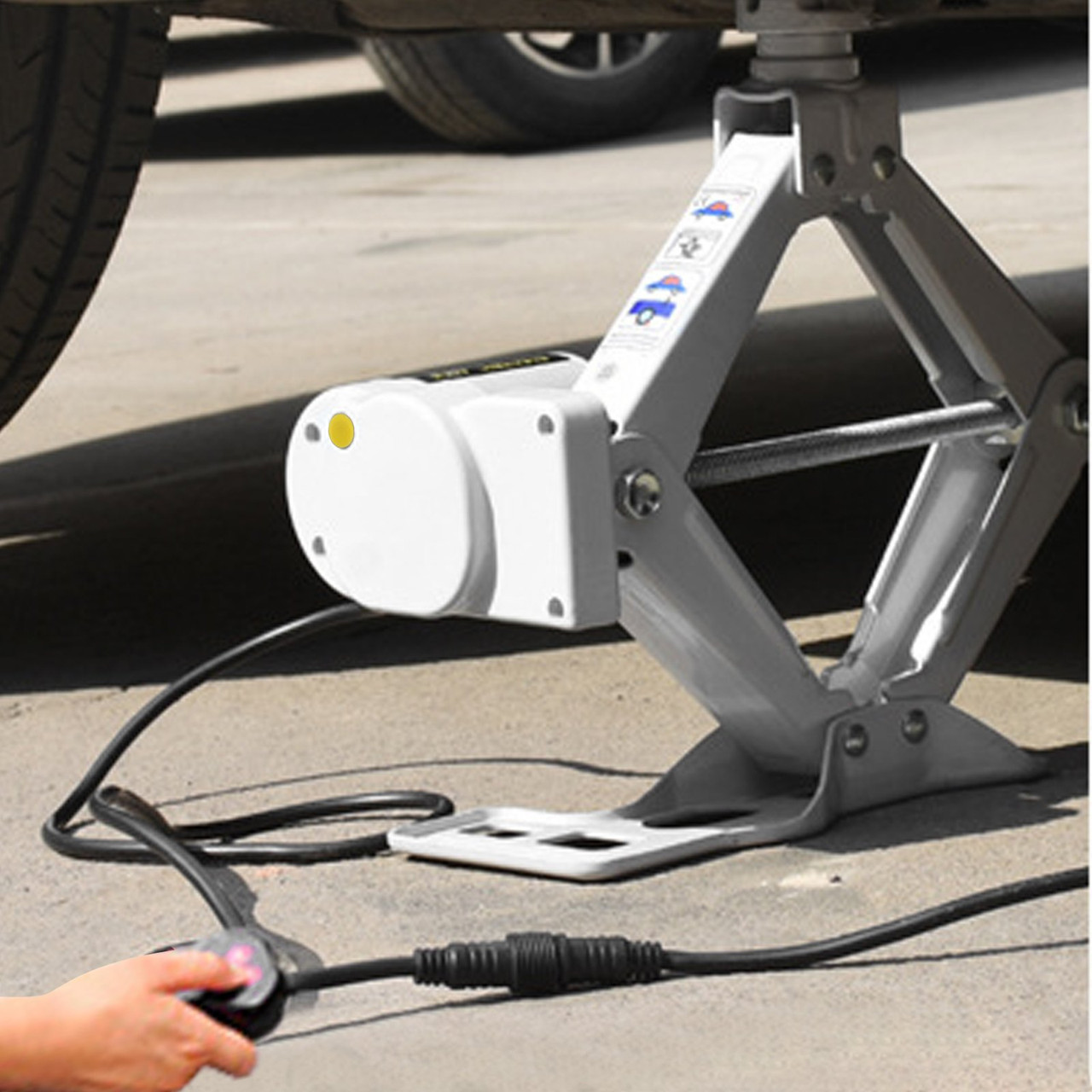 Electric Car Jack 3 Ton 12V Floor Jack, All-in-One Electric Scissor Jack, 120-370/170-420MM Lifting Range Scissor Lift Jack, Car Repair Tool with Inflator Pump, for Sedans and SUV Repair