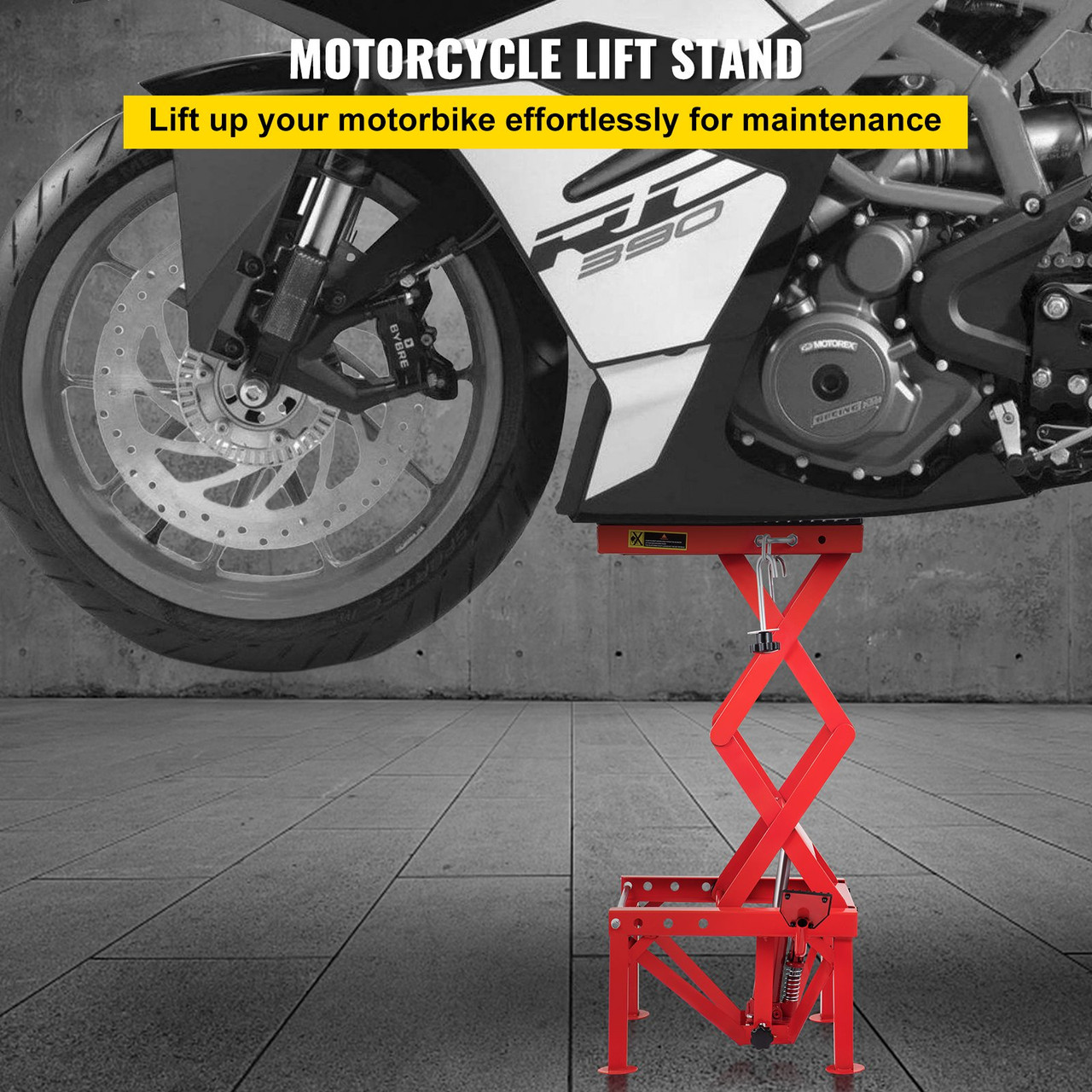 Motorcycle Jack, Scissor Jack 300lbs, Hydraulic Lift Table With Fastening Straps