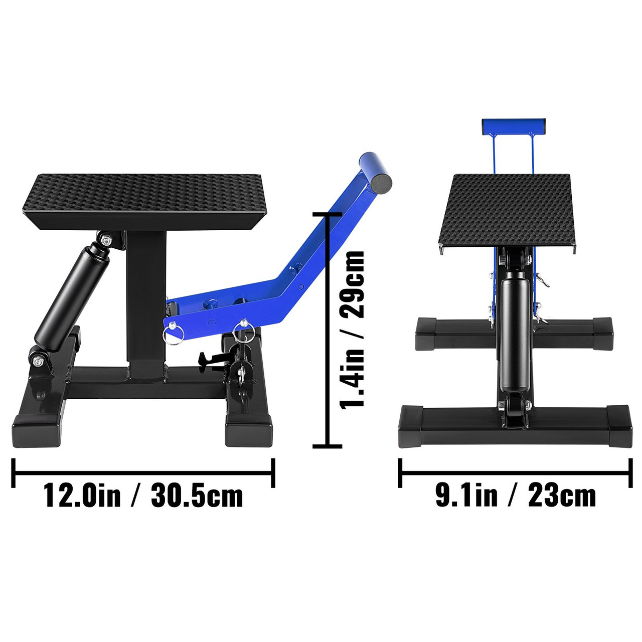 Motorcycle Dirt Bike Lift Stand, 400 Lbs Heavy Duty Motorcycle Lift Repair Stand, 9.0"-16.5" Adjustable Steel Lift Stand Dirt Bike Maintenance Table Rack, Black/Blue Jack Hoist Height Lift Stand