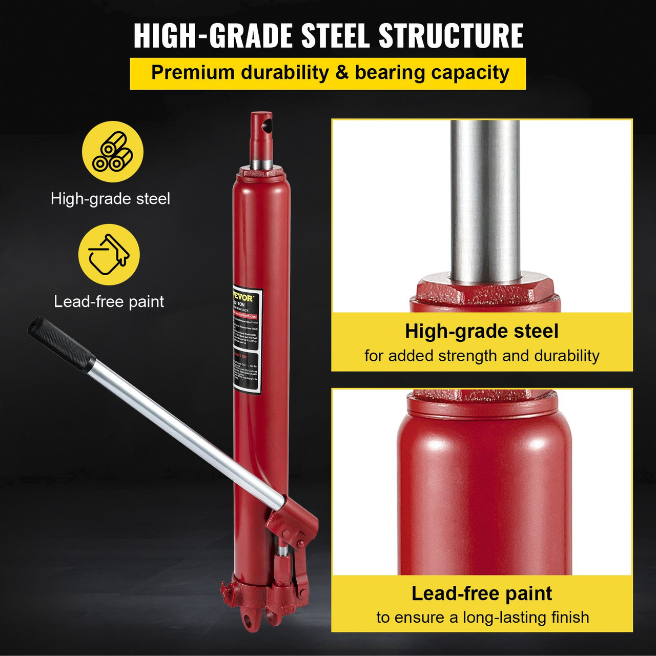 Hydraulic Long Ram Jack Manual Single Pump 12 Ton Engine Lift Cherry Picker