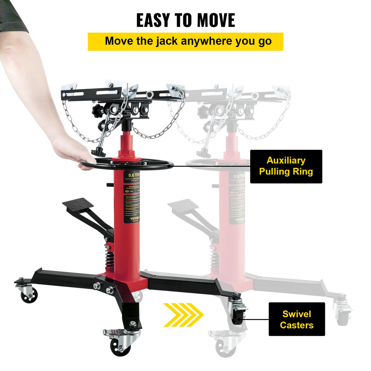 Transmission Jack 1322 lbs 2-Stage Hydraulic High Lift Vertical Telescopic