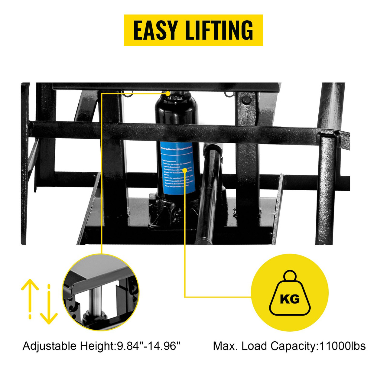 Hydraulic Car Rampshydraulic Vertical Ramps 5t/11000lb Low Profile 1-pair Black