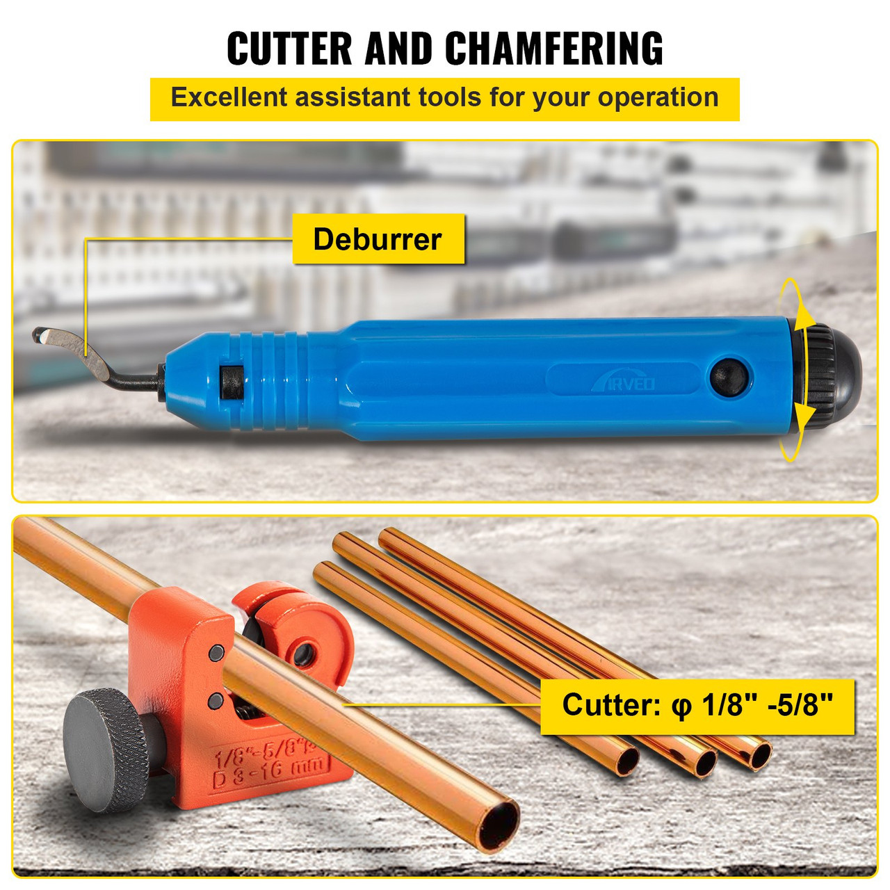 Hydraulic Flaring Tool Kit, 45ø Double Flaring Tool, Brake Repair Brake Flaring Tools for 3/16"-1/2", Brake Flare Tool with Tube Cutter and Deburrer, 32 PCS Tube Flaring Tools for Copper Lines