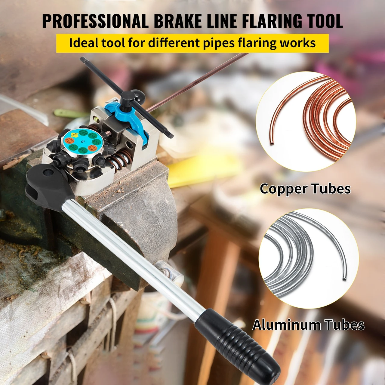 Brake Line Flaring Tool Kit Double Flaring Tool 45° for 3/16" to 3/8" Tube