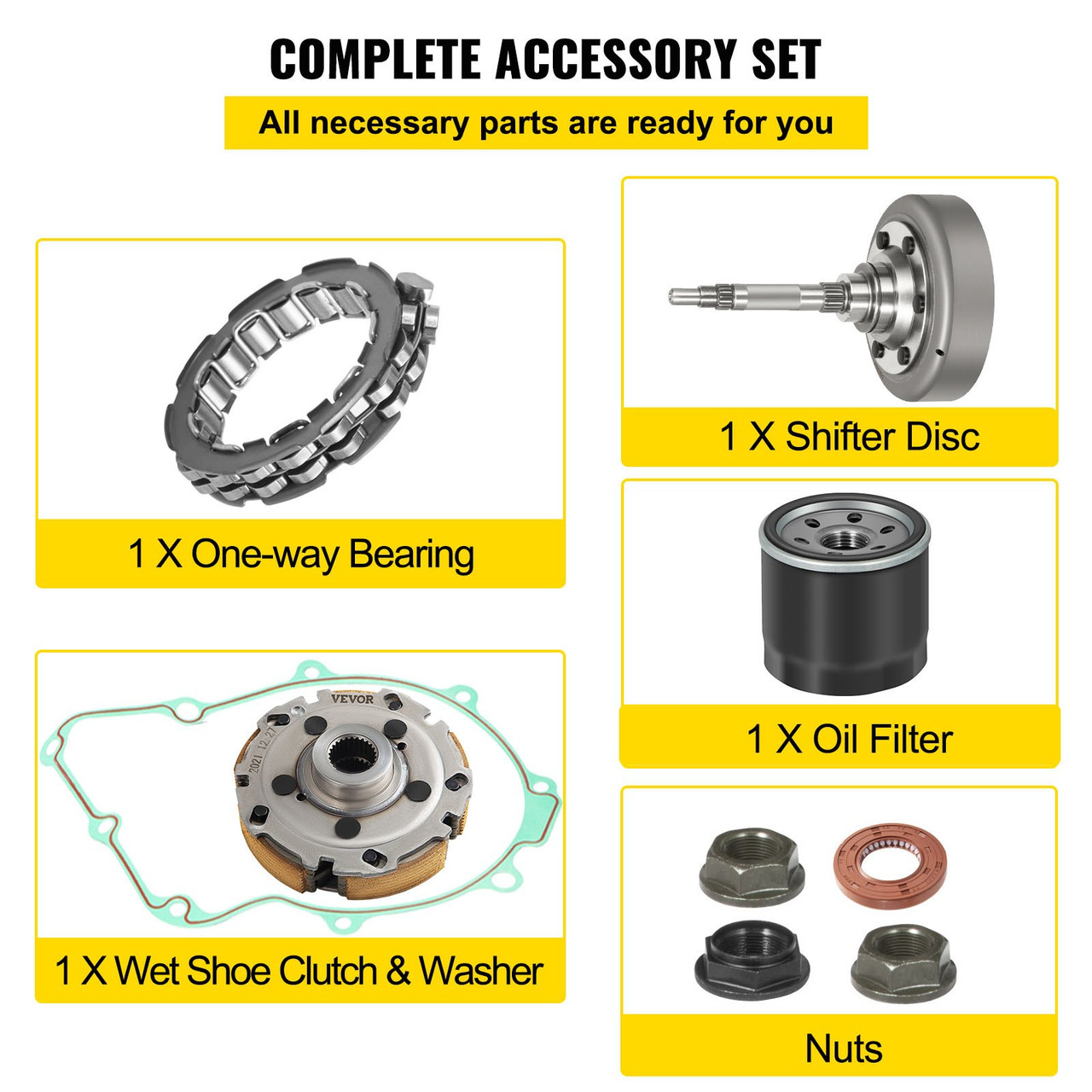 Wet Clutch Kit UTV ATV Wet Clutch Shoe Kit Wet Clutch Housing Kit, Compatible With UTV ATV 500, Including Necessary Accessories