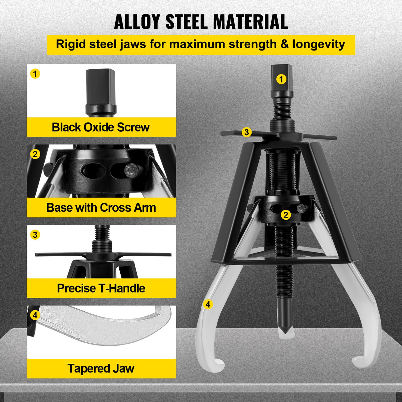 3 Gear Jaw Puller, 5 Ton/11020 LBS Capacity Manual Puller,13" - 21.6" Spread Reach and 3.9" - 7.9" Spread Range, 11" Lead Screw Length Gear Removal Tools For Slide Gears, Pulleys, and Flywheels