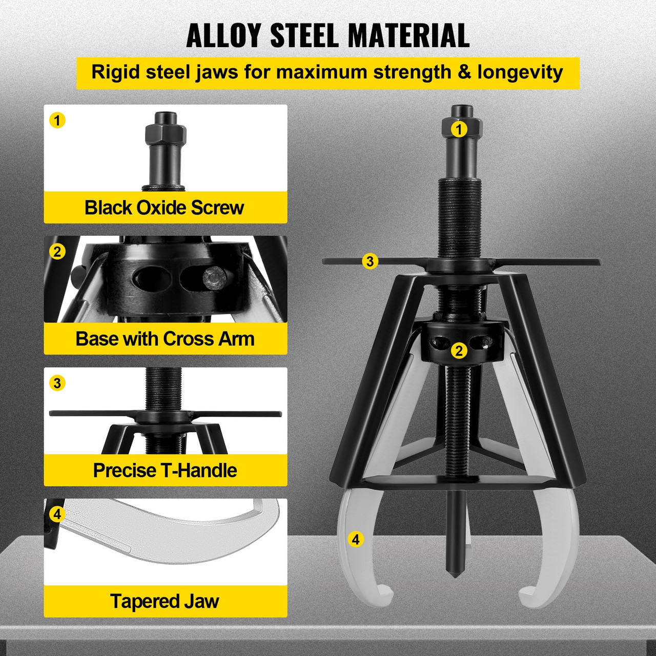 3 Jaw Gear Puller, 10 Ton/22040 LBS Capacity Manual Puller,11" -16.3" Spread Reach and 4.4"- 9.8" Spread Range, 14.5" Lead Screw Length Gear Removal Tools For Slide Gears, Pulleys, and Flywheels
