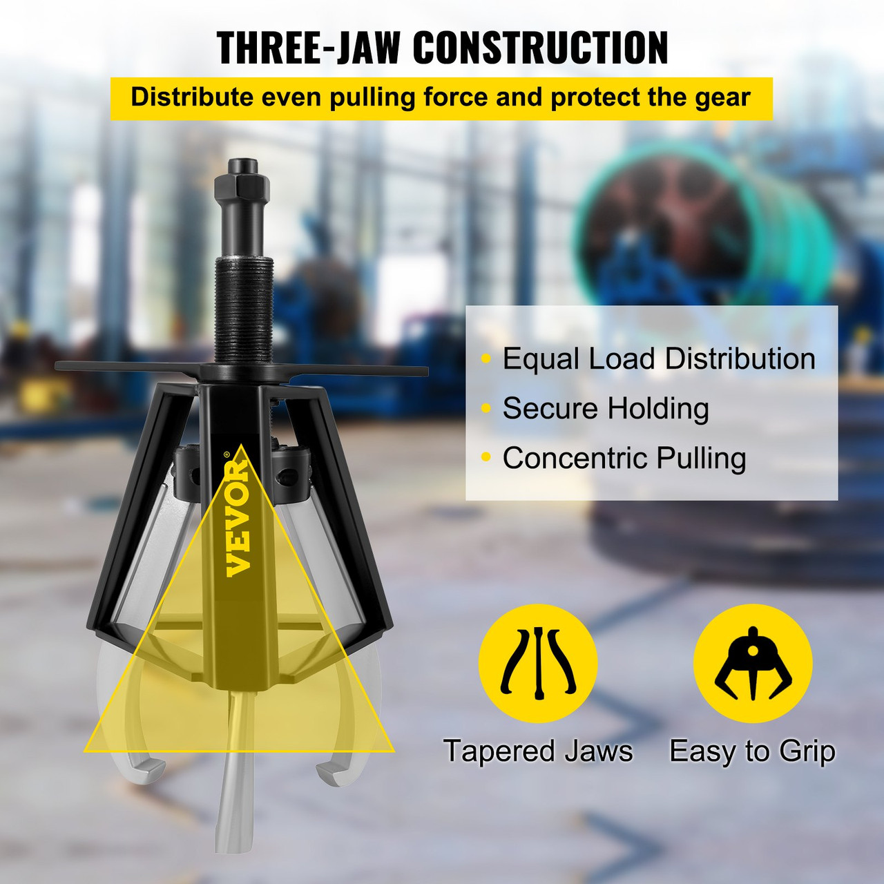 3 Jaw Gear Puller, 10 Ton/22040 LBS Capacity Manual Puller,11" -16.3" Spread Reach and 4.4"- 9.8" Spread Range, 14.5" Lead Screw Length Gear Removal Tools For Slide Gears, Pulleys, and Flywheels