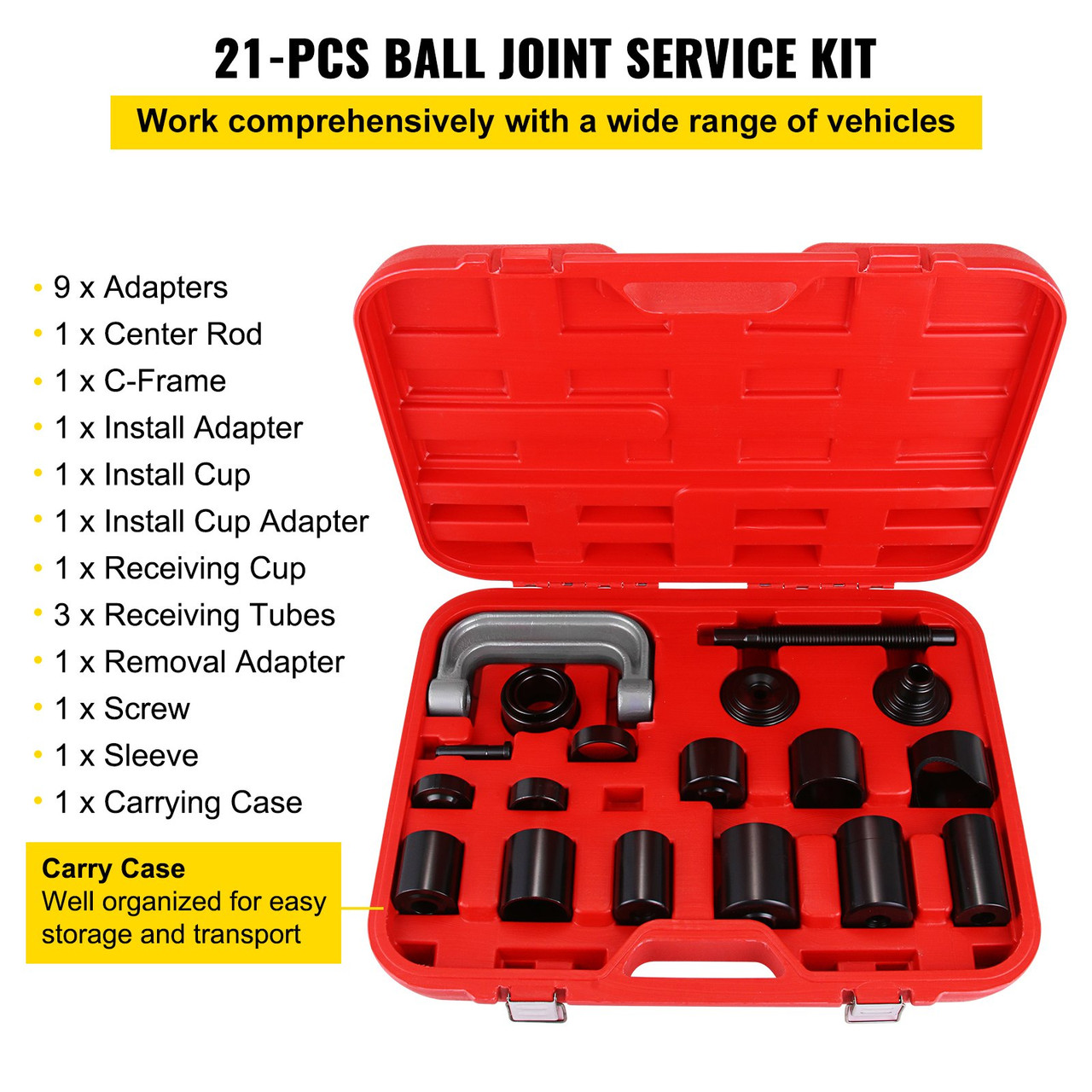 Top 21pc Ball Joint Auto Repair Tool Remover Installing Master Adapter Car Set
