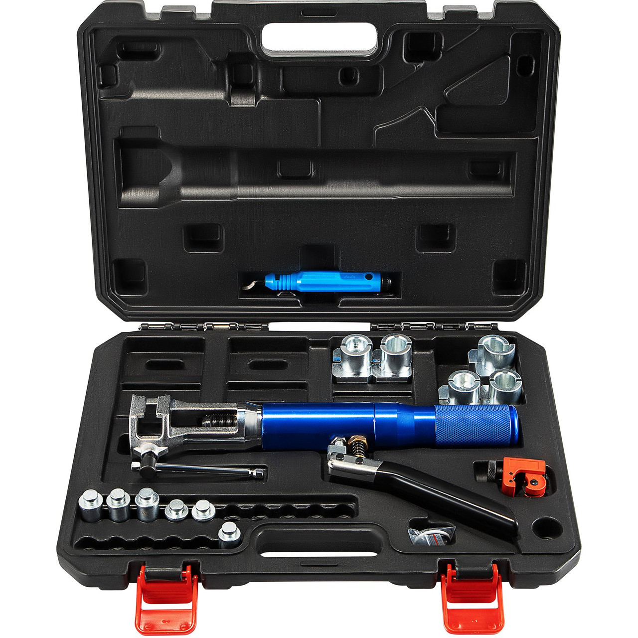 Hydraulic Flaring Tool Kit, 45Ã¸ Double Flaring Tool, Brake Repair Brake Flaring Tools for 1/4" -3/8", Brake Flare Tool with Tube Cutter and Deburrer, Tube Flaring Tools for Copper Lines
