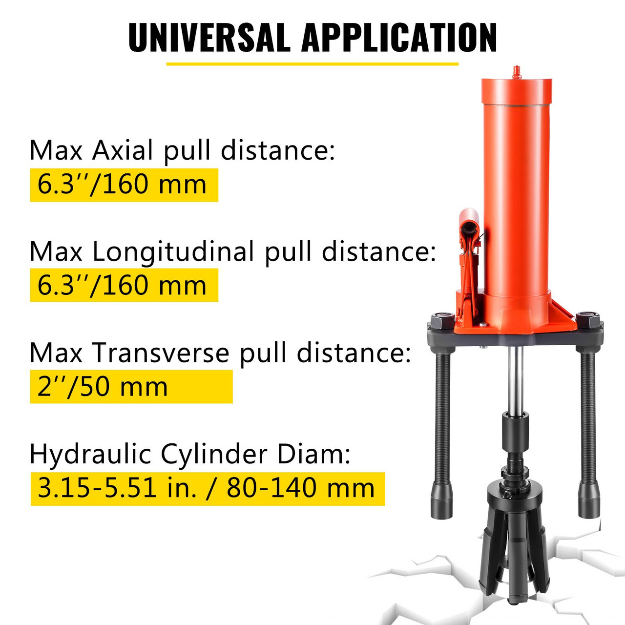 Hydraulic Cylinder Liner Puller 15 Ton Liner Puller Tool, Both Dry-Type and Wet-Type Fit Diameter of 80mm-140 mm, Universal Cylinder Liner Puller Tool Set for auto Repair and Disassembly