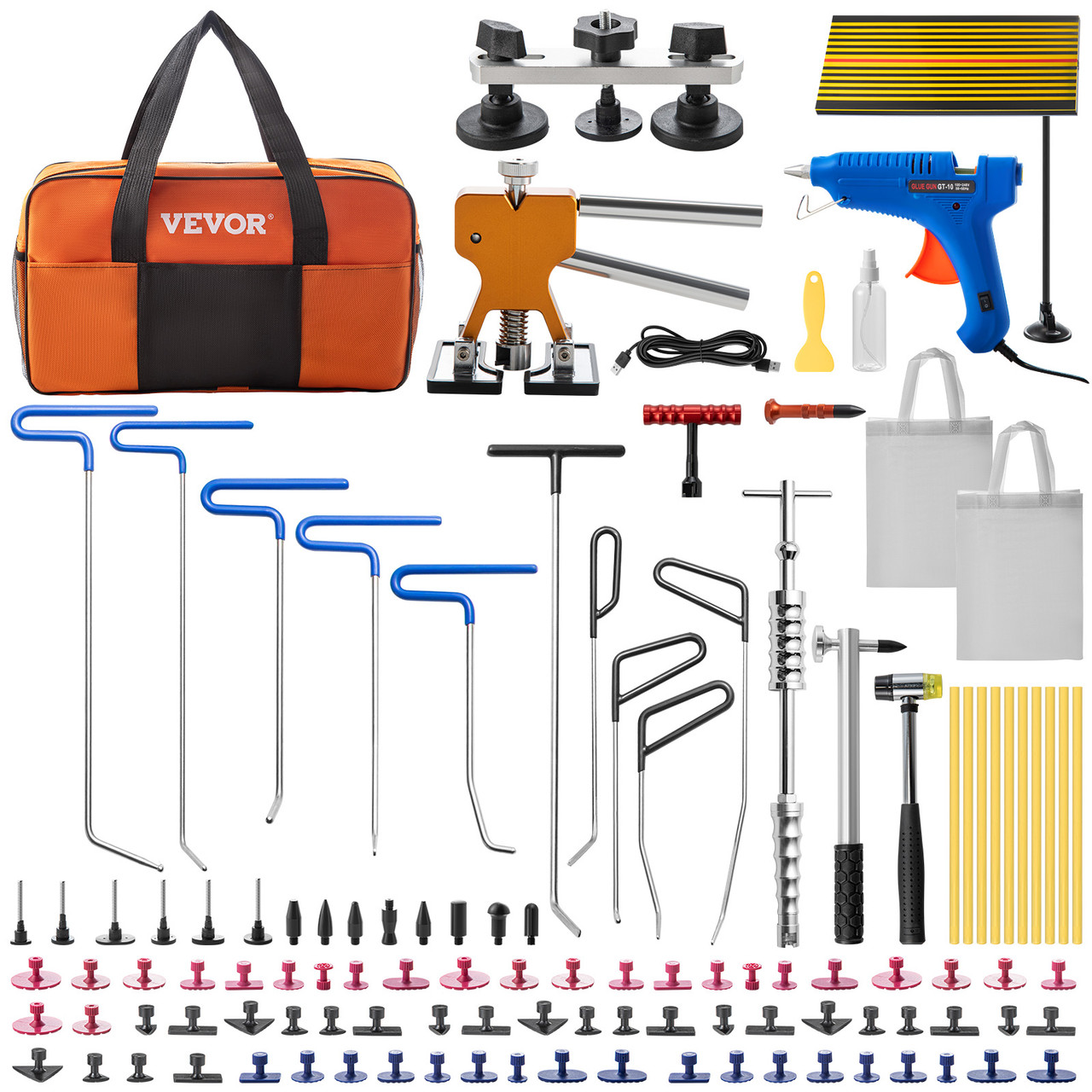 Paintless Dent Repair Tool Kit Ding Hammer Tap Down Pen 12 Head