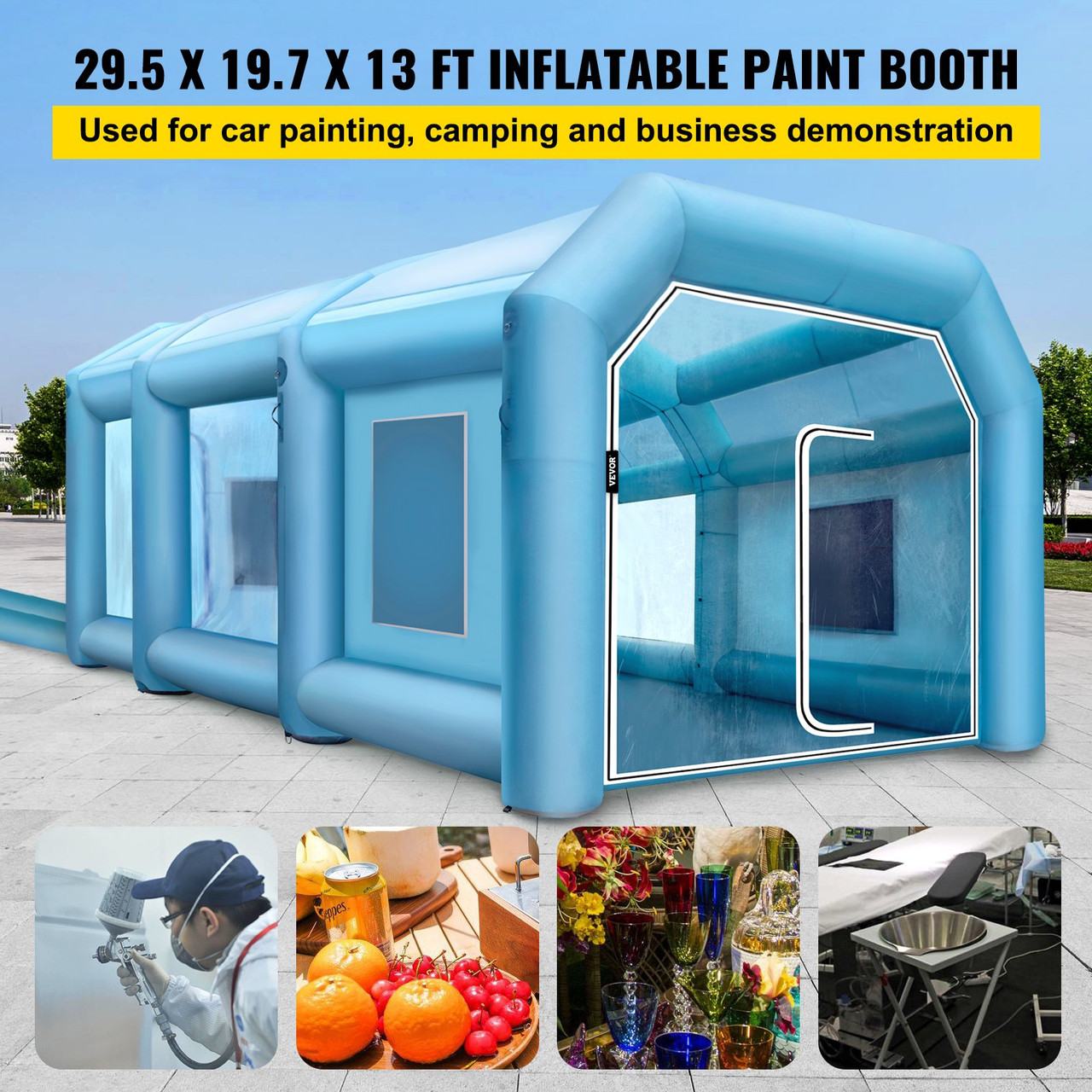 Inflatable Paint Booth Car Paint Tent 30x20x13FT w/ Filter &2 Blowers