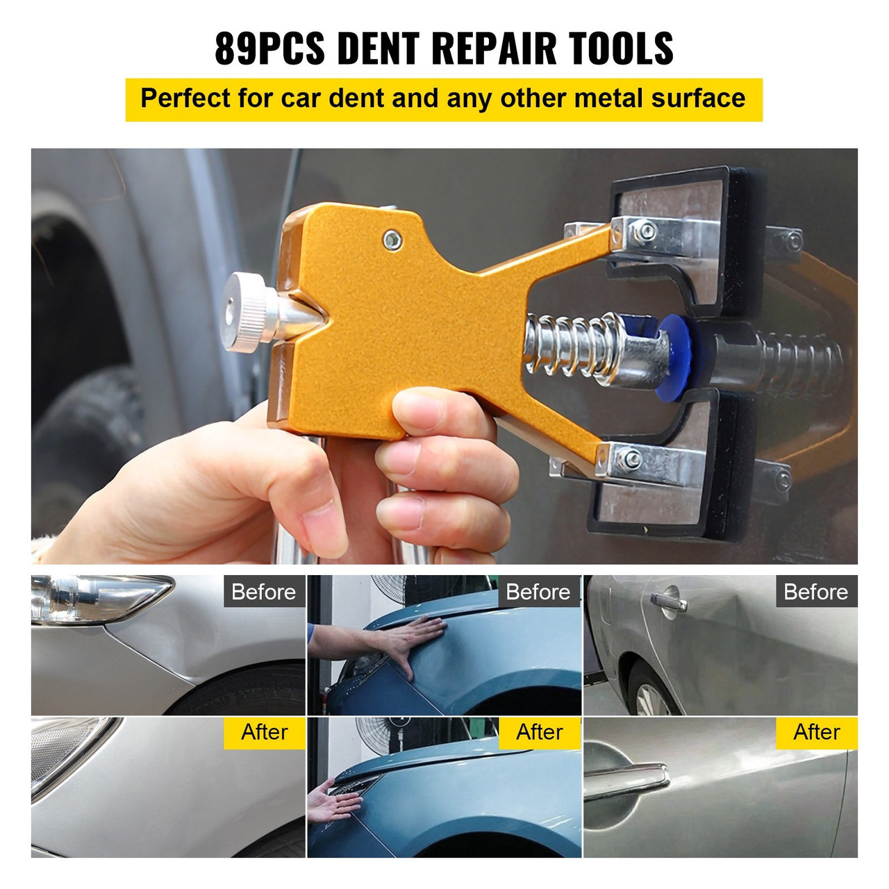 Dent Removal Tool, 89 Pcs Paintless Dent Repair Tools, Led Baffle Board Car Dent Repair Kit, Glue Puller Tabs Dent Puller Kit for Auto Dent Removal, Minor Dents, Door Dings and Hail Damage