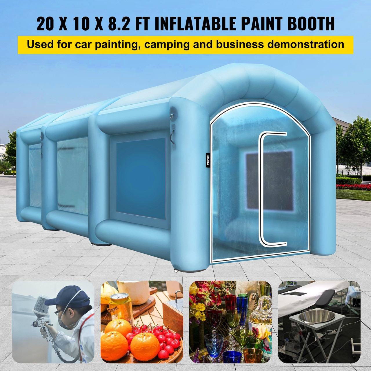 Inflatable Spray Booth Car Paint Tent 20 x 10 x 8 ft w/Filter & 2 Blowers
