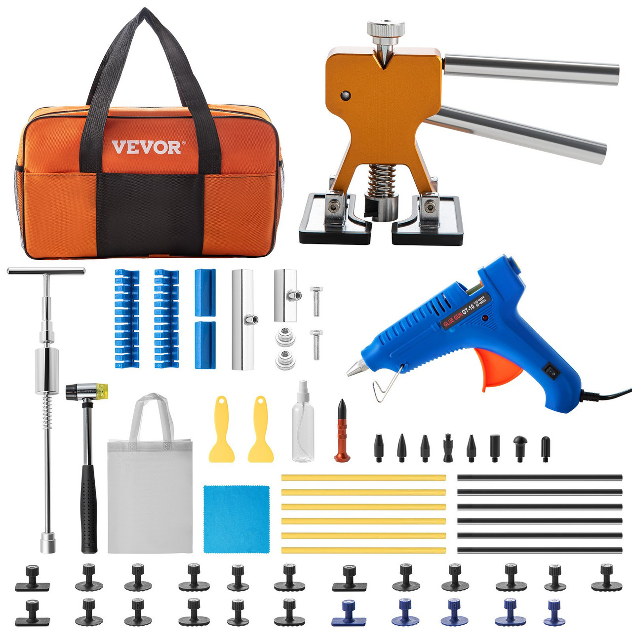 Dent Removal Tool, 53 Pcs Paintless Dent Repair Tools, Golden Lifter Puller Car Dent Repair Kit, Glue Puller Tabs Dent Puller Kit for Auto Dent Removal, Minor Dents, Door Dings And Hail Damage