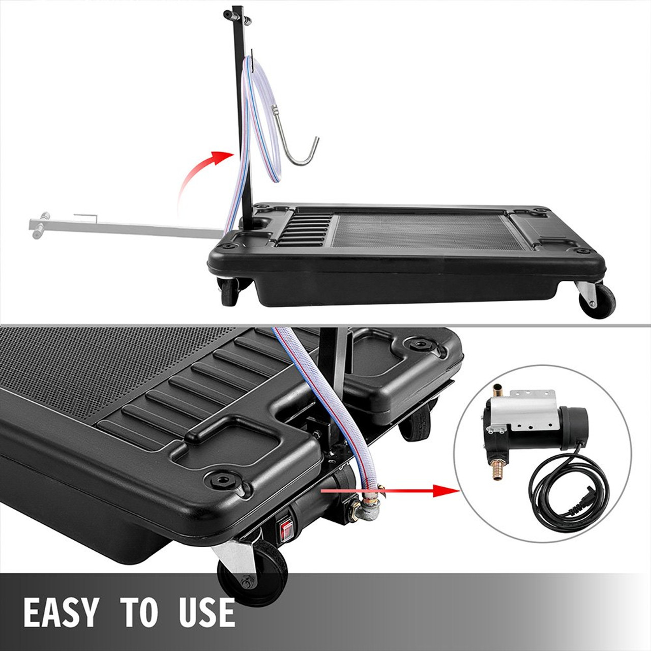 Low Profile Oil Drain Pan 17 Gallon Portable With Electric Pump And 10' Hose