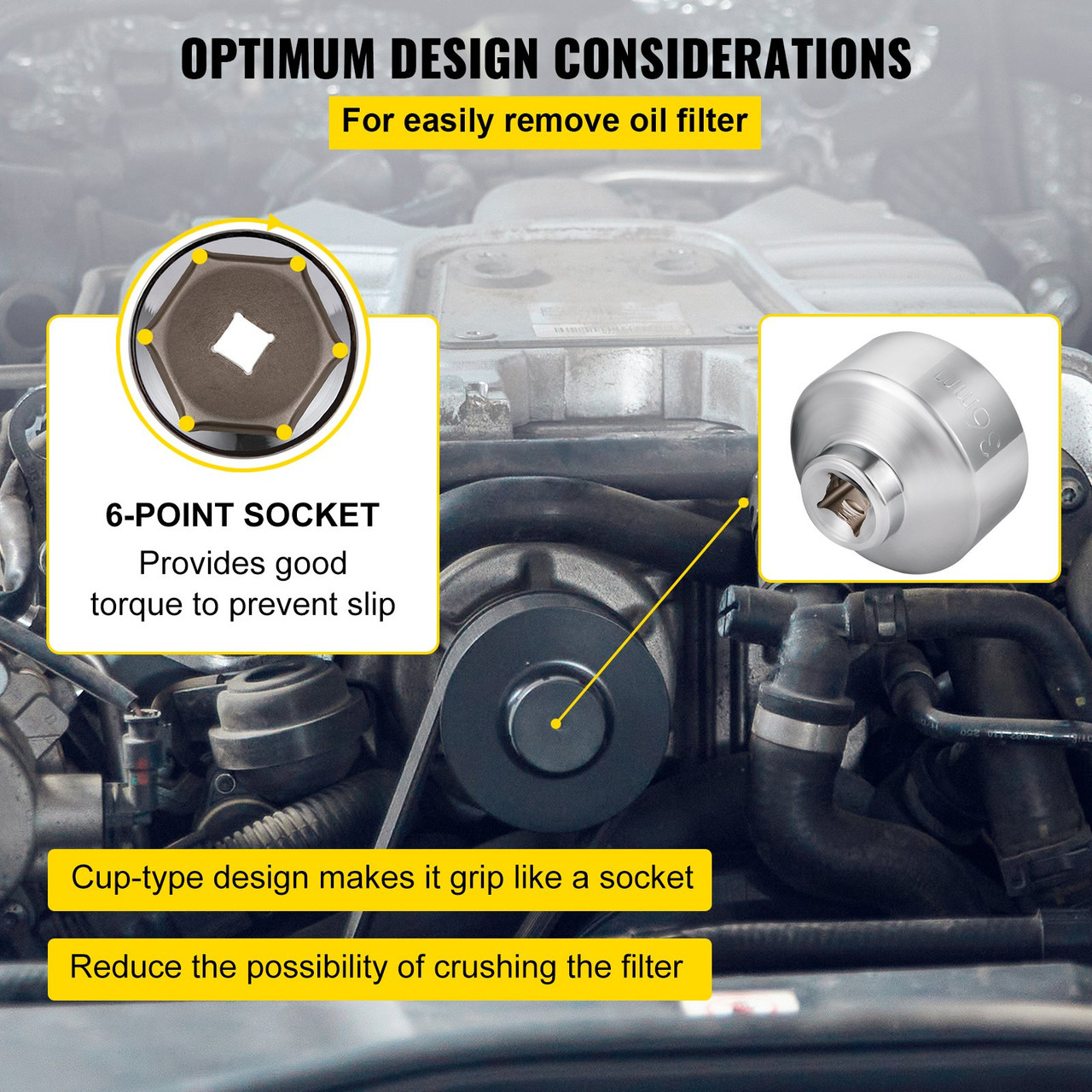 Oil Filter Socket Set Cup Socket Tool Set 7 Pcs Oil Filter Cap Wrench