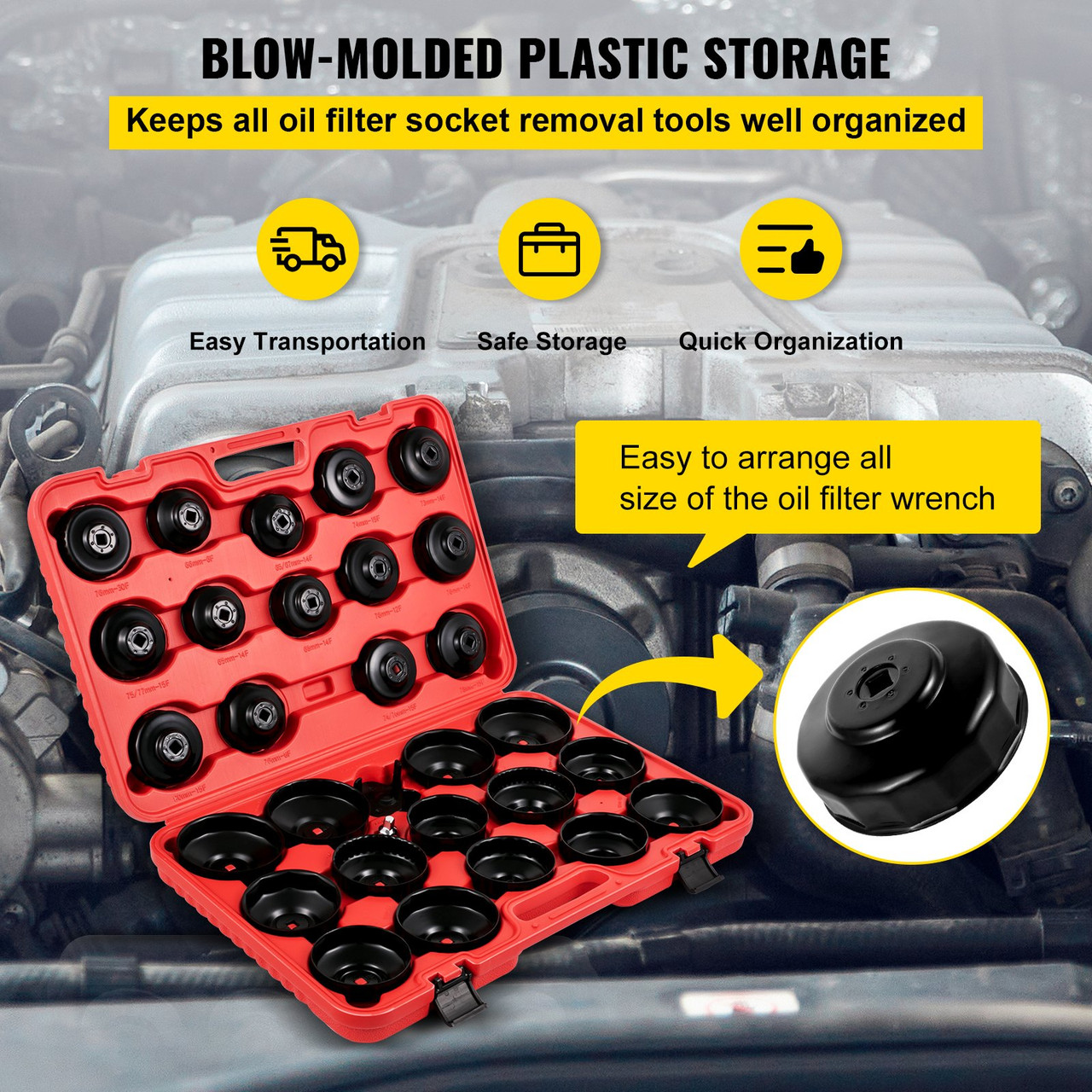 Oil Filter Socket Set Cup Socket Tool Set 7 PCS Oil Filter Cap Wrench