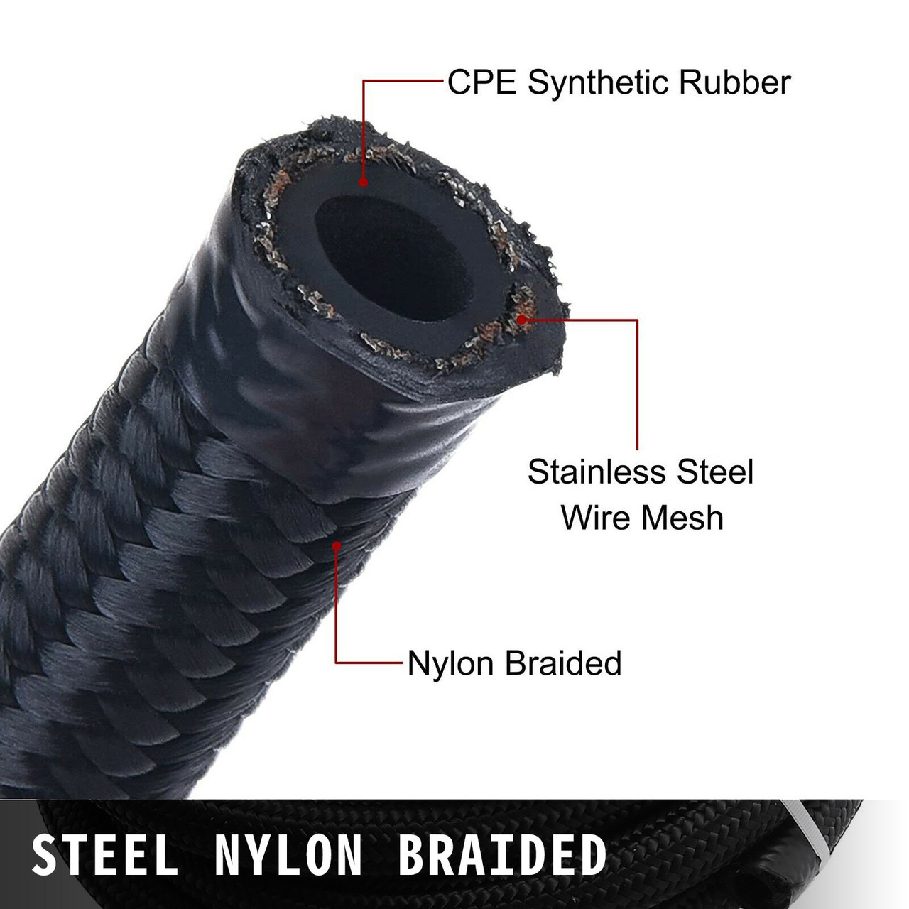 AN8 Fitting Stainless Steel Nylon Braided Oil Fuel Hose Line Kit