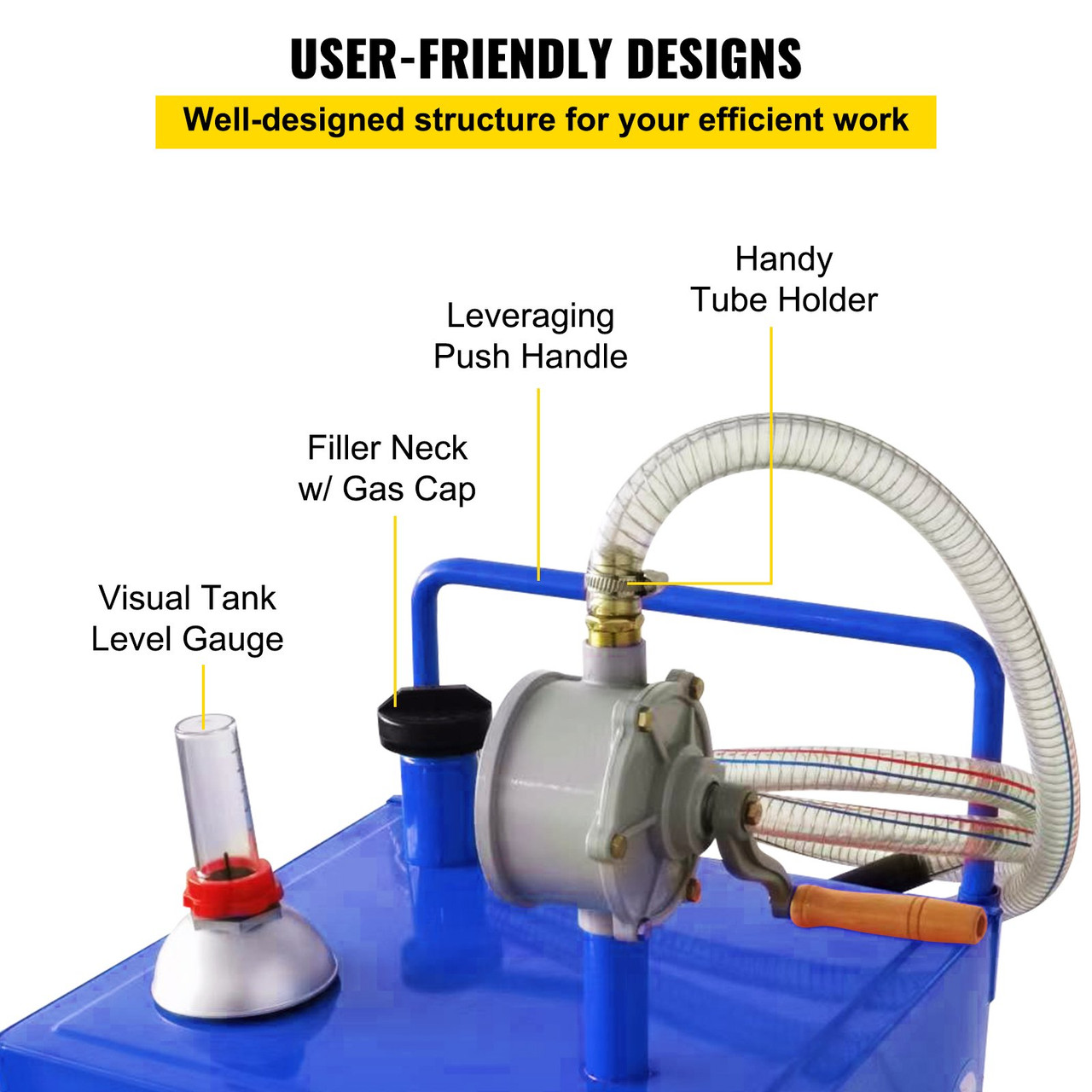 Fuel Caddy Fuel Storage Tank 30 Gallon 4 Wheels with Manuel Pump, Blue