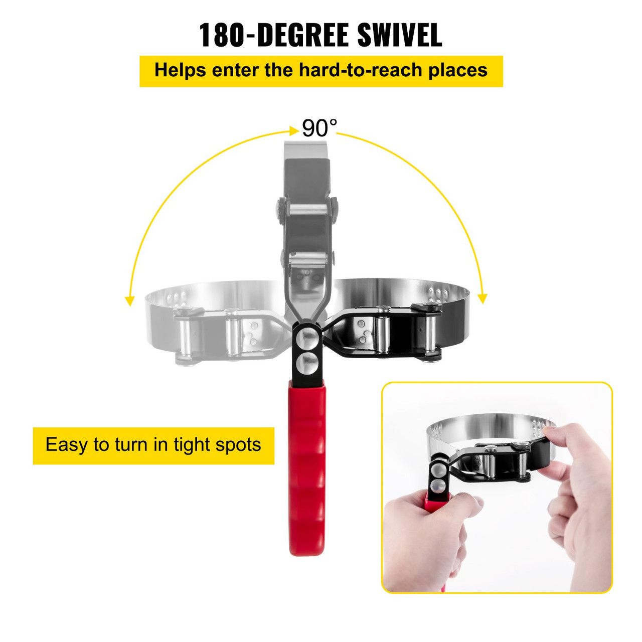Swivel Oil Filter Wrench, 4 Pieces Oil Filter Swivel Wrench 2-3/4" to 3-1/4", 3-1/2" to 3-3/4" Oil Filter Strap Wrench, 4" to 4-1/2" Oil Filter Band Wrench, 4-3/4" to 5-1/4" Filter Wrenches