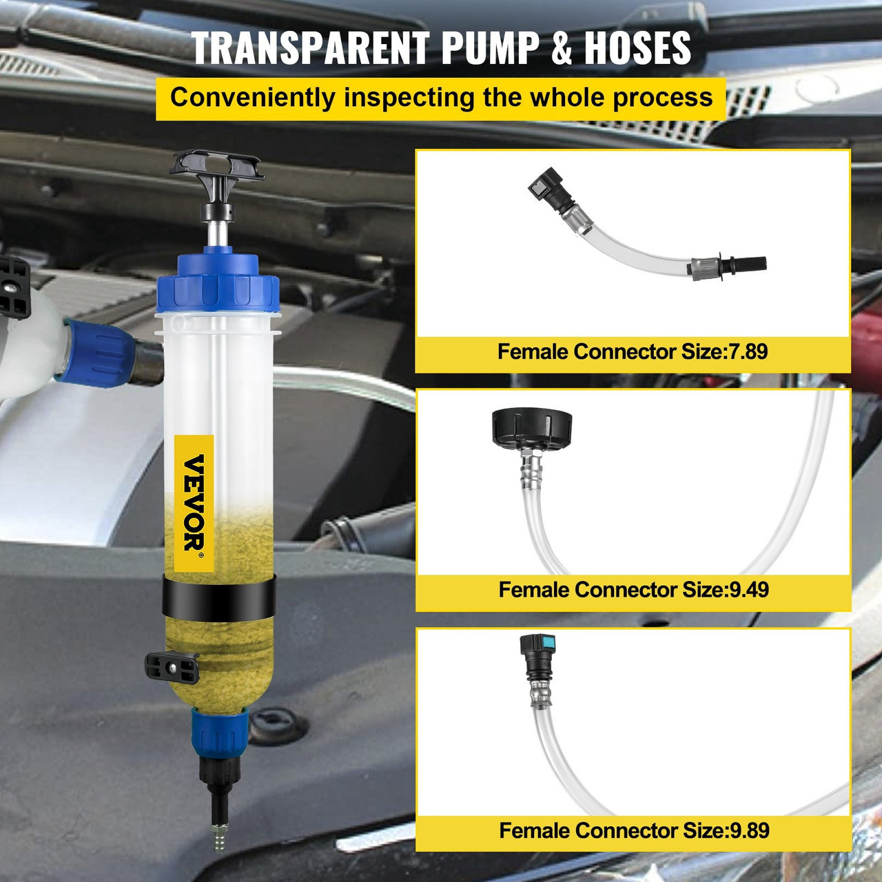 Transmission Fluid Pump Manual ATF Refill System Dispenser, Oil and Liquid Extractors 1.5 Liter Large Capacity, Automatic Transmission Fluid Pump Tool Set with ATF Filler Adapters