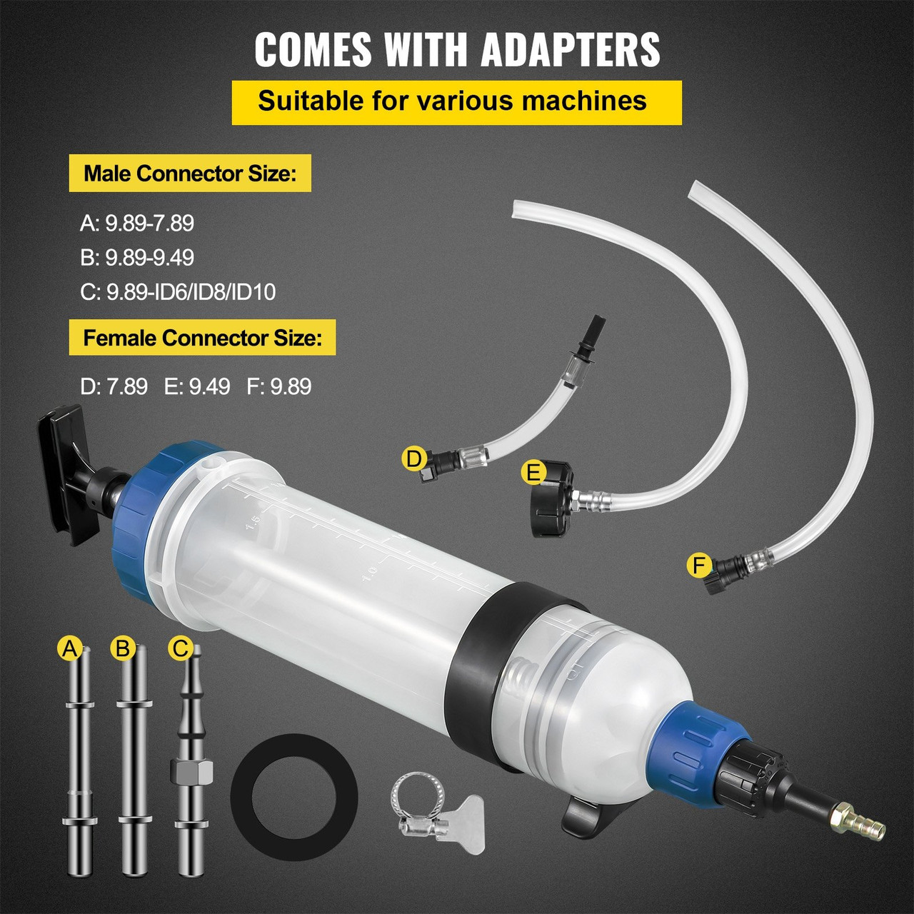 Transmission Fluid Pump Manual ATF Refill System Dispenser, Oil and Liquid Extractors 1.5 Liter Large Capacity, Automatic Transmission Fluid Pump Tool Set with ATF Filler Adapters