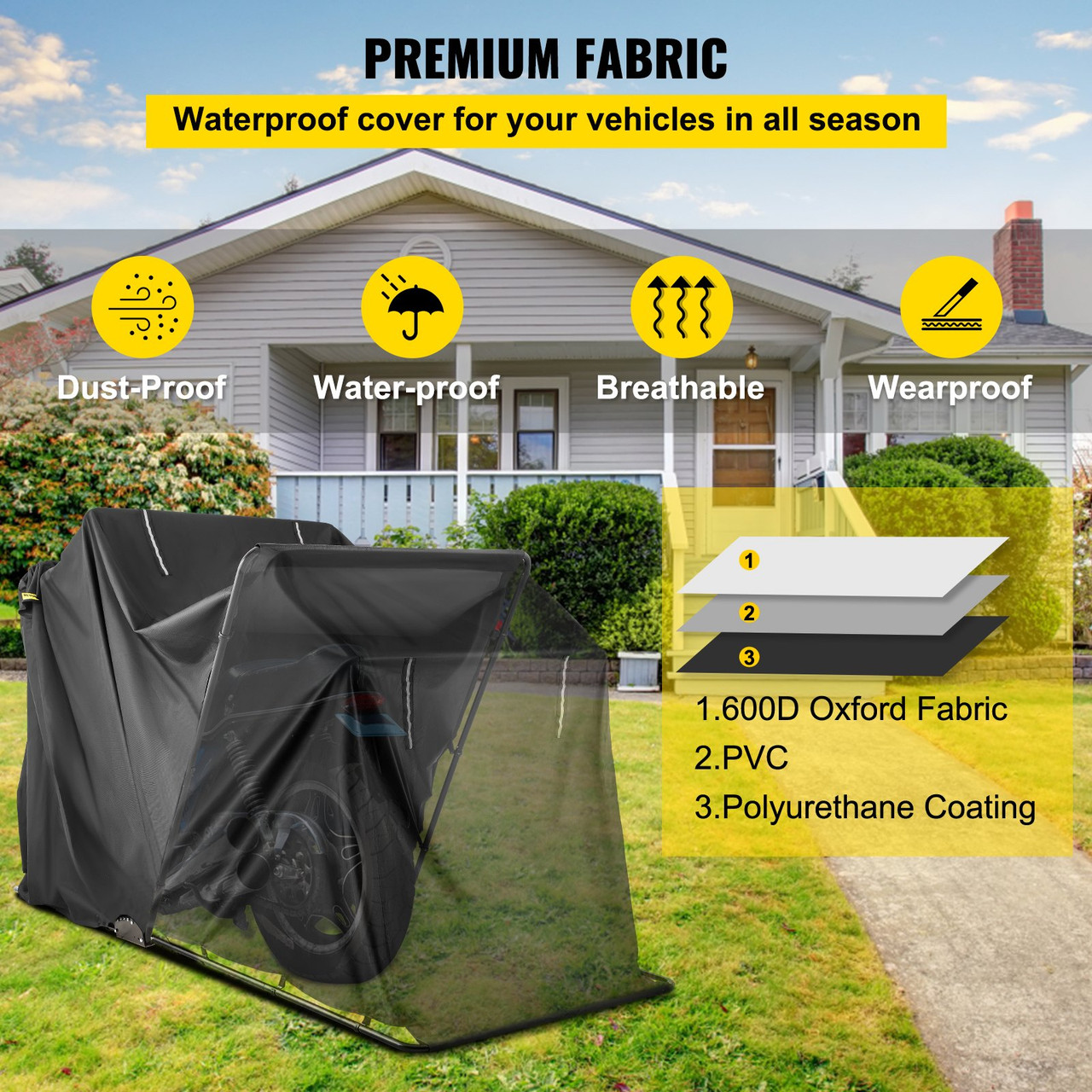 Motorcycle Tent Motorbike Cover Larger Shelter Folding Design UV Resistant Sturdy Mantle